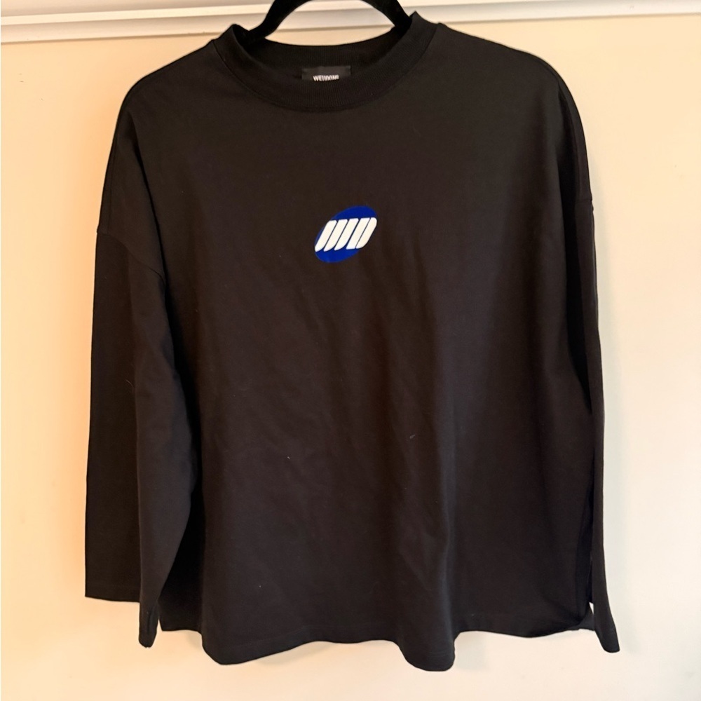 BLACK WE11DONE SMALL LOGO LONG-SLEEVED T-SHIRT XS - Picture 2 of 8